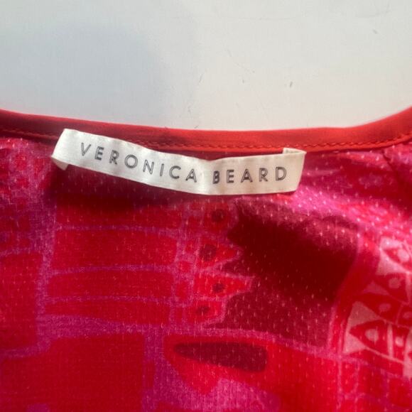 Veronica Beard Tie Waist Dress Coverup Women's Large Pink Print V-neck Casual - Picture 4 of 8